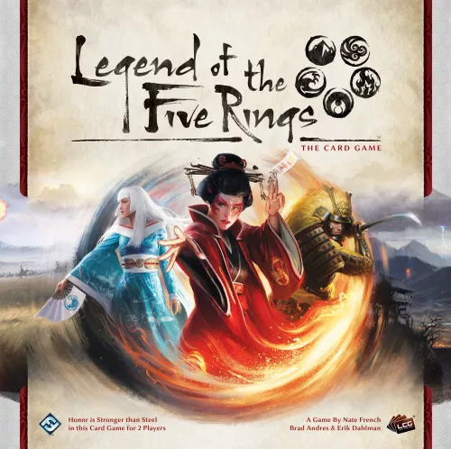 Portada del juego de cartas de La leyenda de los cinco anillos.